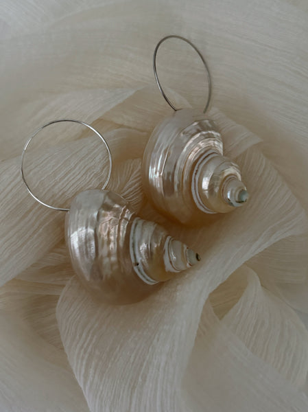 Pearly Shell Gold Earrings