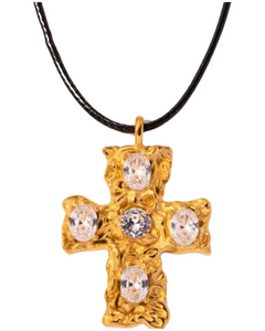 Geneva Cross Necklace (24k Gold)
