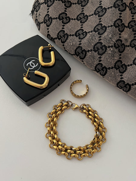 Modern Square Hoops -24k Gold