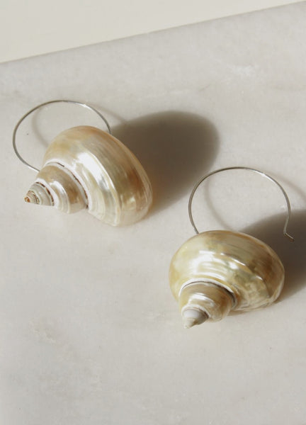 Pearly Shell Gold Earrings