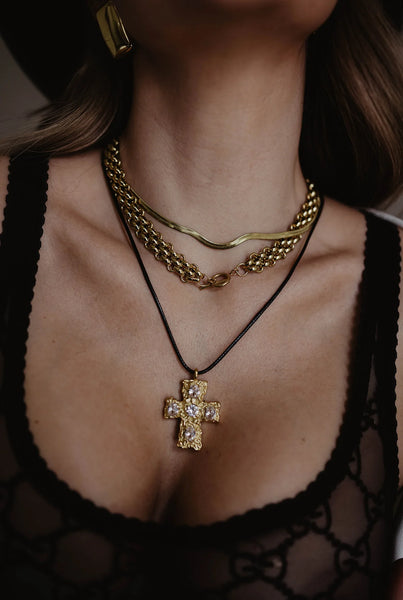 Geneva Cross Necklace (24k Gold)