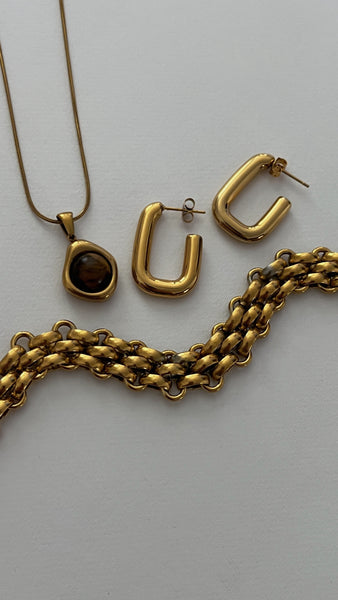 Modern Square Hoops -24k Gold