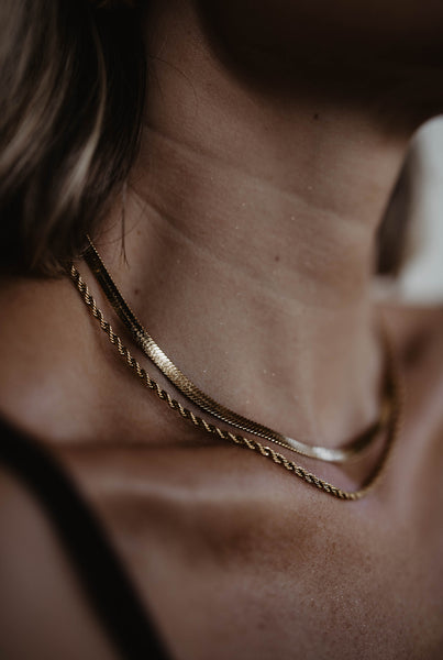 2.5mm Herringbone Stacking Chain (18k Gold)