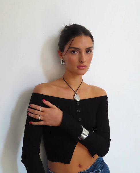Modern Silver String Pendant