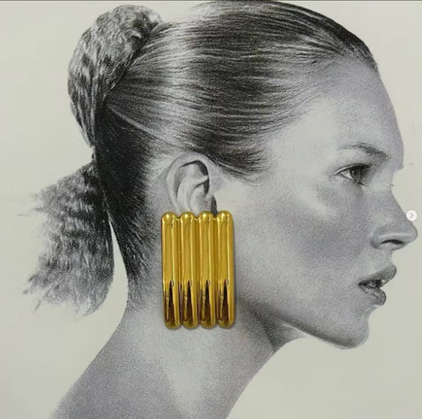 Ribbed Vintage Earrings - Sterling Silver