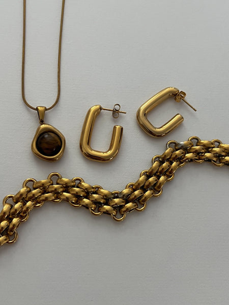 Modern Square Hoops -24k Gold