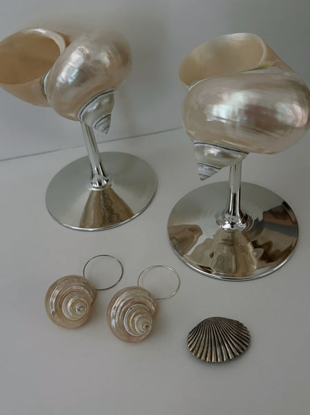Pearly Shell Gold Earrings