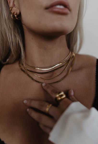 2.5mm Herringbone Stacking Chain (18k Gold)