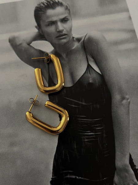 Modern Square Hoops -24k Gold