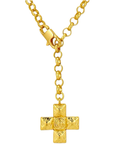 Charlie Cross Necklace  -24k Gold