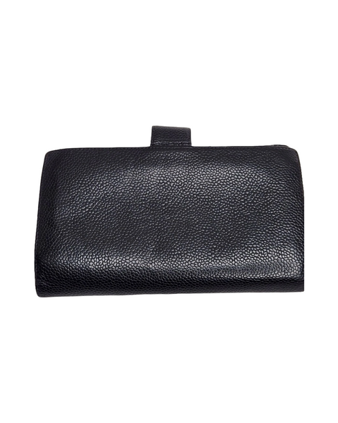 Chanel Black & Beige Caviar  Quilted Leather Long Wallet – Silver CC Logo