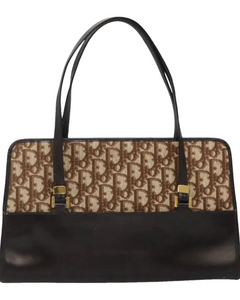 Christian Dior Navy Leather Brown Handle Bag