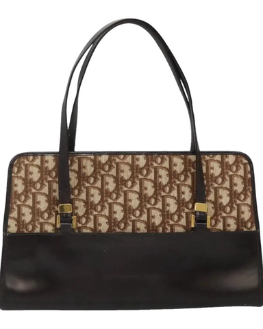 Christian Dior Navy Leather Brown Handle Bag