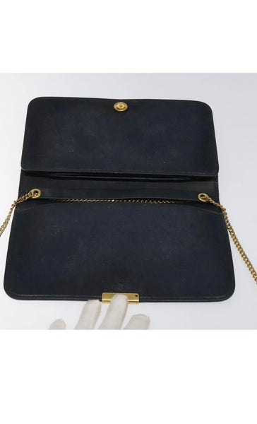 Vintage Christian Dior Shoulder Bag — Navy & Gold