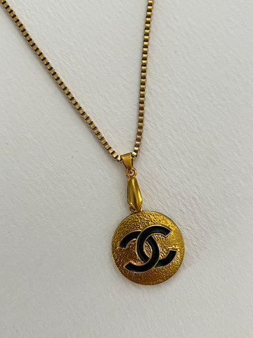 Chanel Button Vintage Refurbished Designer Pendant Button necklace