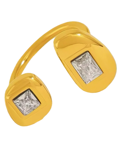 Lottie Stone Adjustable Ring- 24K Gold