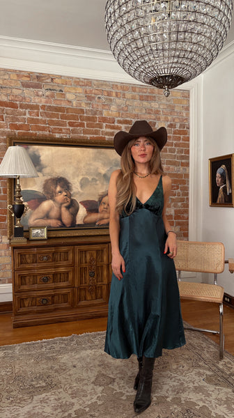 Green Print Lace Vintage Slip