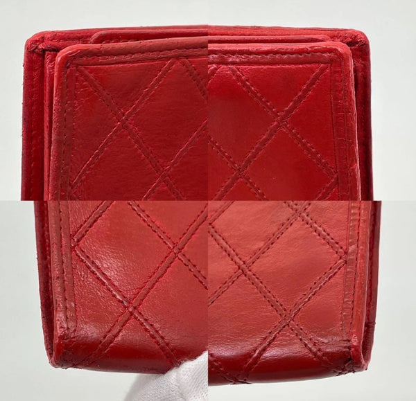 Vintage CHANEL Red Lambskin Quilted Wallet