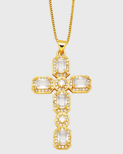 Geneva Cross Necklace (24k Gold)