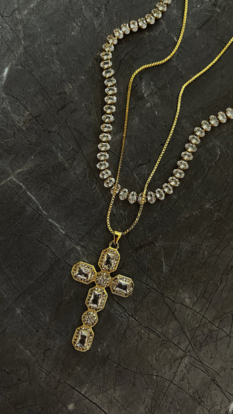 Geneva Cross Necklace (24k Gold)