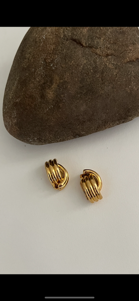 Vintage Knot Gold Earrings - 24K Gold