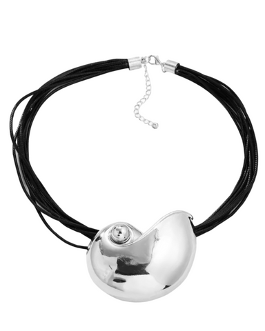 Shell Vintage Brooch Cord Necklace
