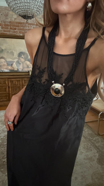 Noire Lace embroidered Vintage Slip