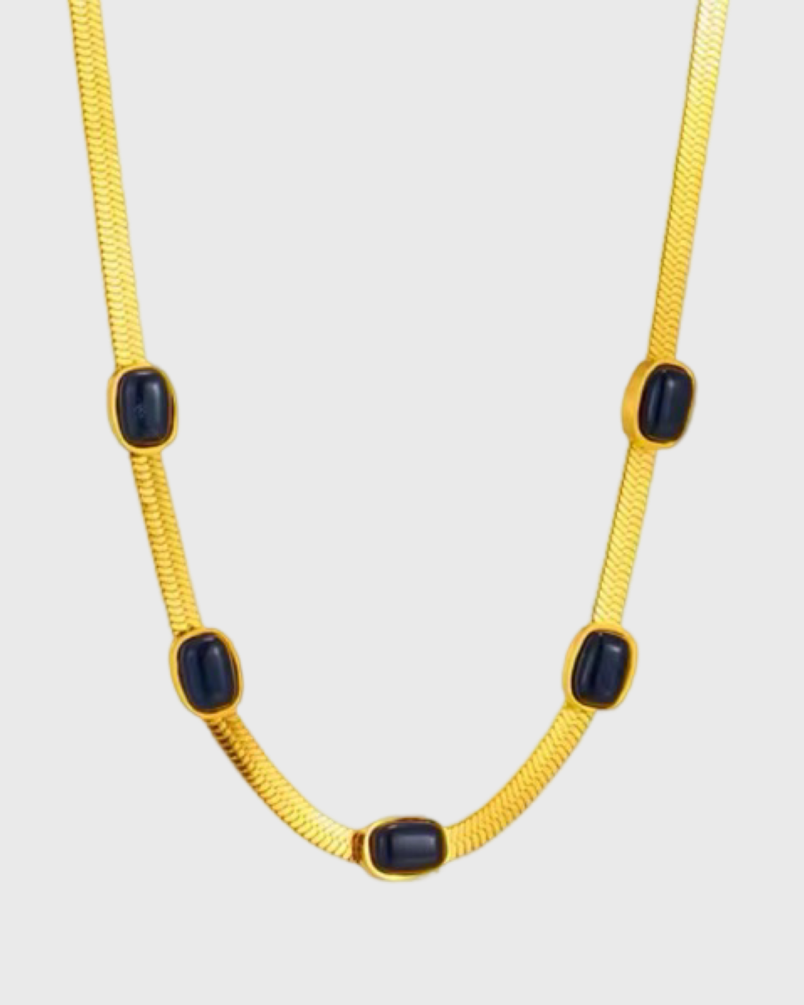 Jessla Black Stone Necklace -24k Gold