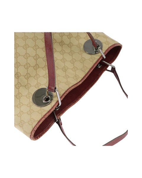 Vintage Gucci Canvas Tote — Beige, Silver & Red