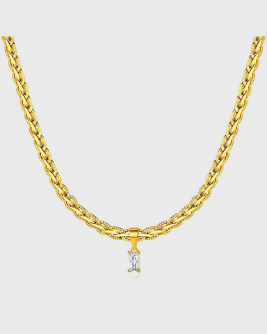 Holiday Dainty Stone Pendant -24k Gold