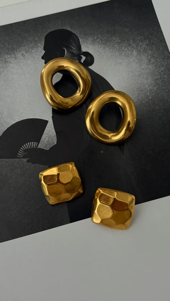 Square Textured earrings (24k Gold)