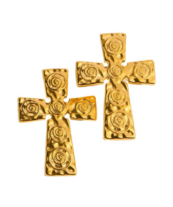 Cross Earrings (18K Gold)