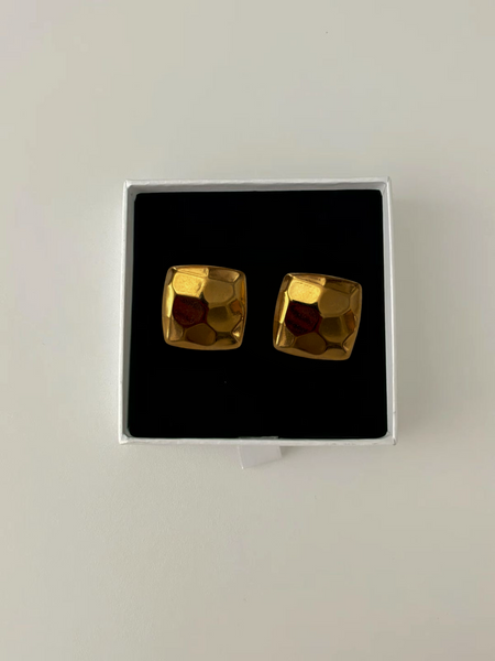 Square Textured earrings (24k Gold)