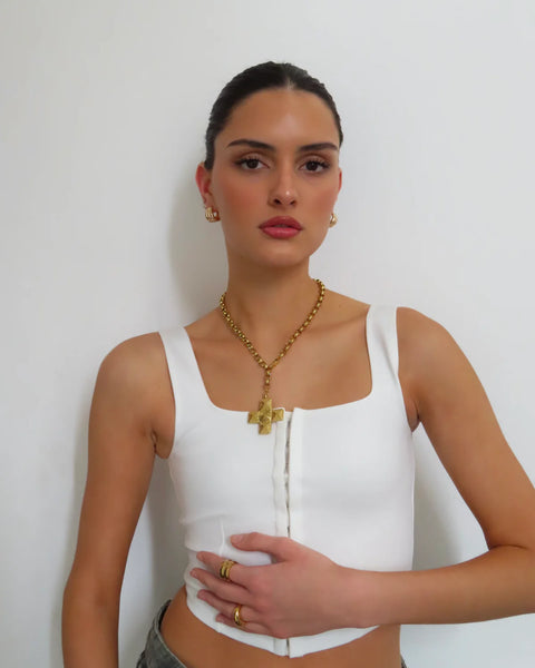 Charlie Cross Necklace  -24k Gold