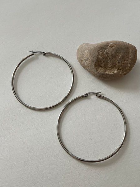 50mm Skinny Hoops (Silver)