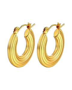 Ribbed Vintage Gold Earrings - 24K Gold