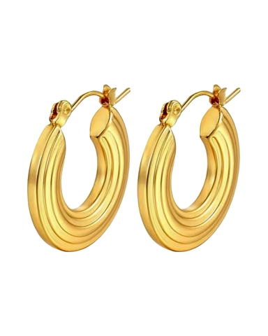 Ribbed Vintage Gold Earrings - 24K Gold