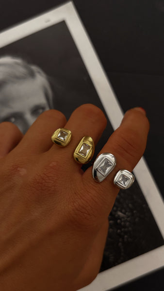 Lottie Stone Adjustable Ring- 24K Gold