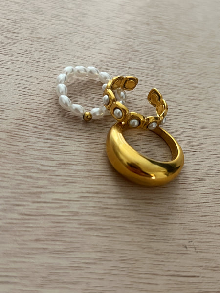 PRE- ORDER - SET OF 2 Pearl Adjustable Rings