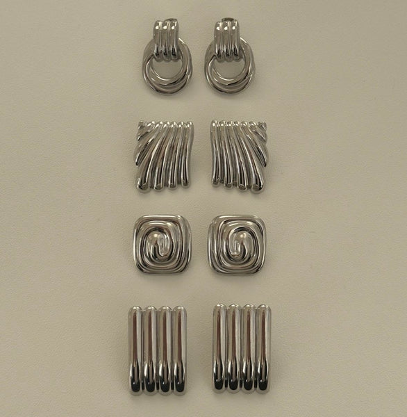 Ribbed Vintage Earrings - Sterling Silver