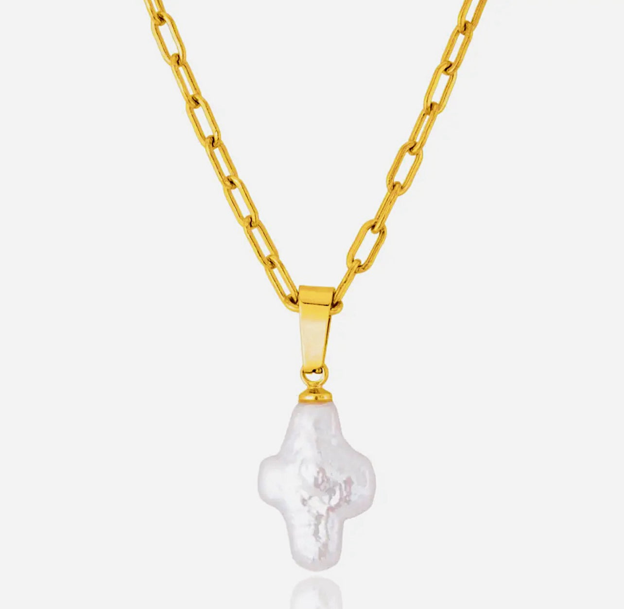 Pearl Cross Pendant -24K Gold