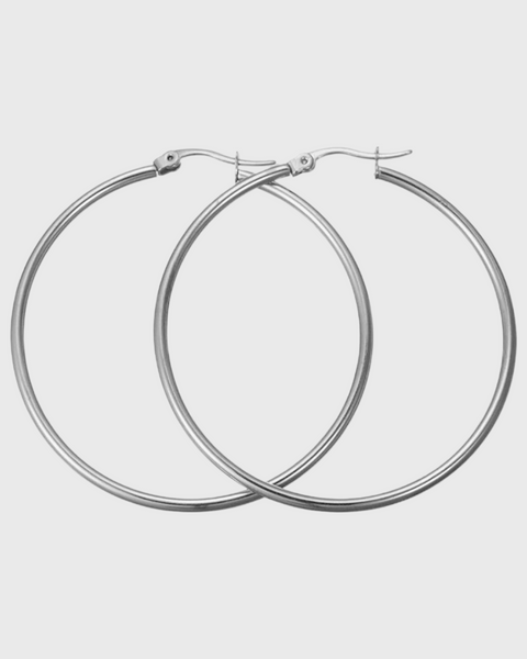 50mm Skinny Hoops (Silver)