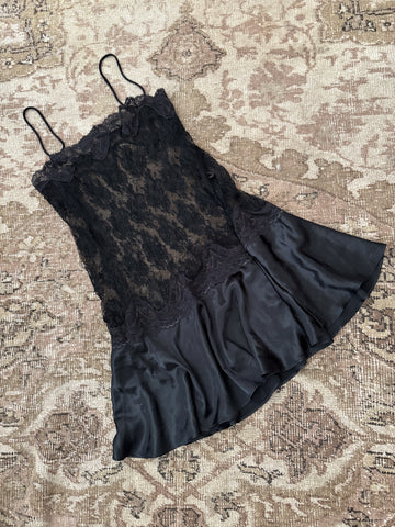 Vintage Y2K Ivory Satin & Lace Slip