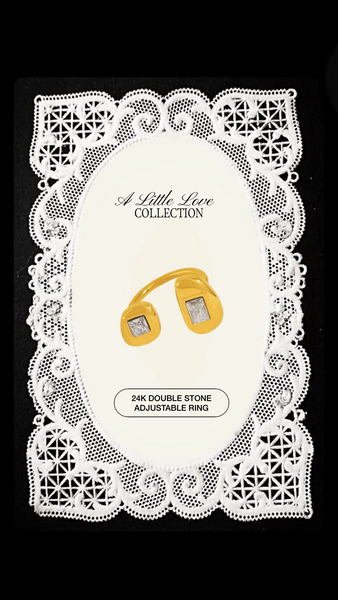 Lottie Stone Adjustable Ring- 24K Gold