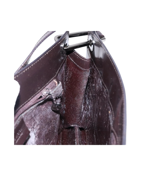 Vintage Gucci Brown Patent Leather Shoulder Bag – Silver Hardware
