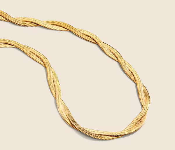 Twisted Herringbone Stacking Chain (24k Gold