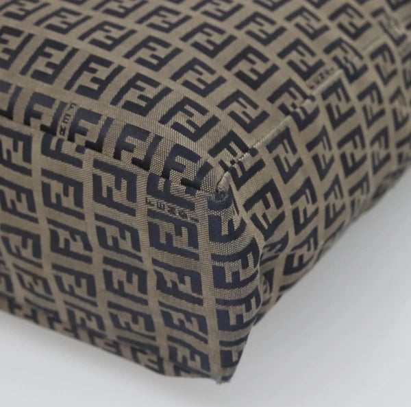 Vintage Fendi Zucchino Canvas Tote — Navy & Silver