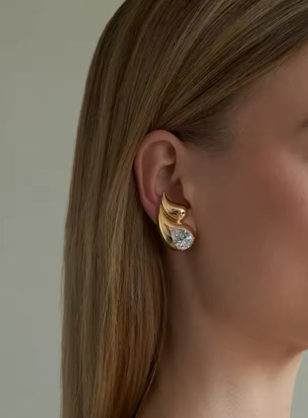 Holiday Stone Earrings -24k Gold