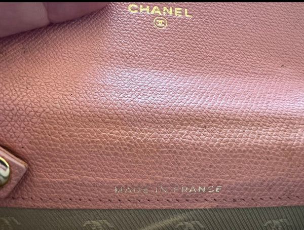 Chanel Mini Pink Calf Skin Clutch/ Wallet