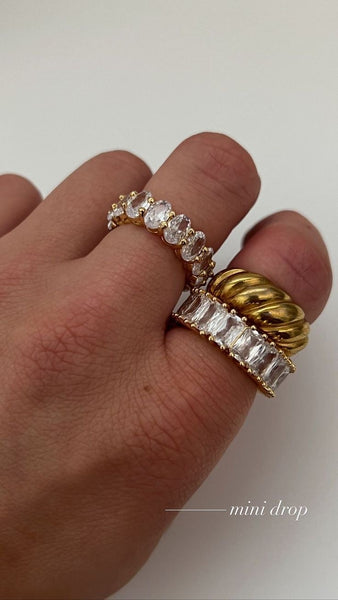 Multi Stone Adjustable Ring 24K Gold